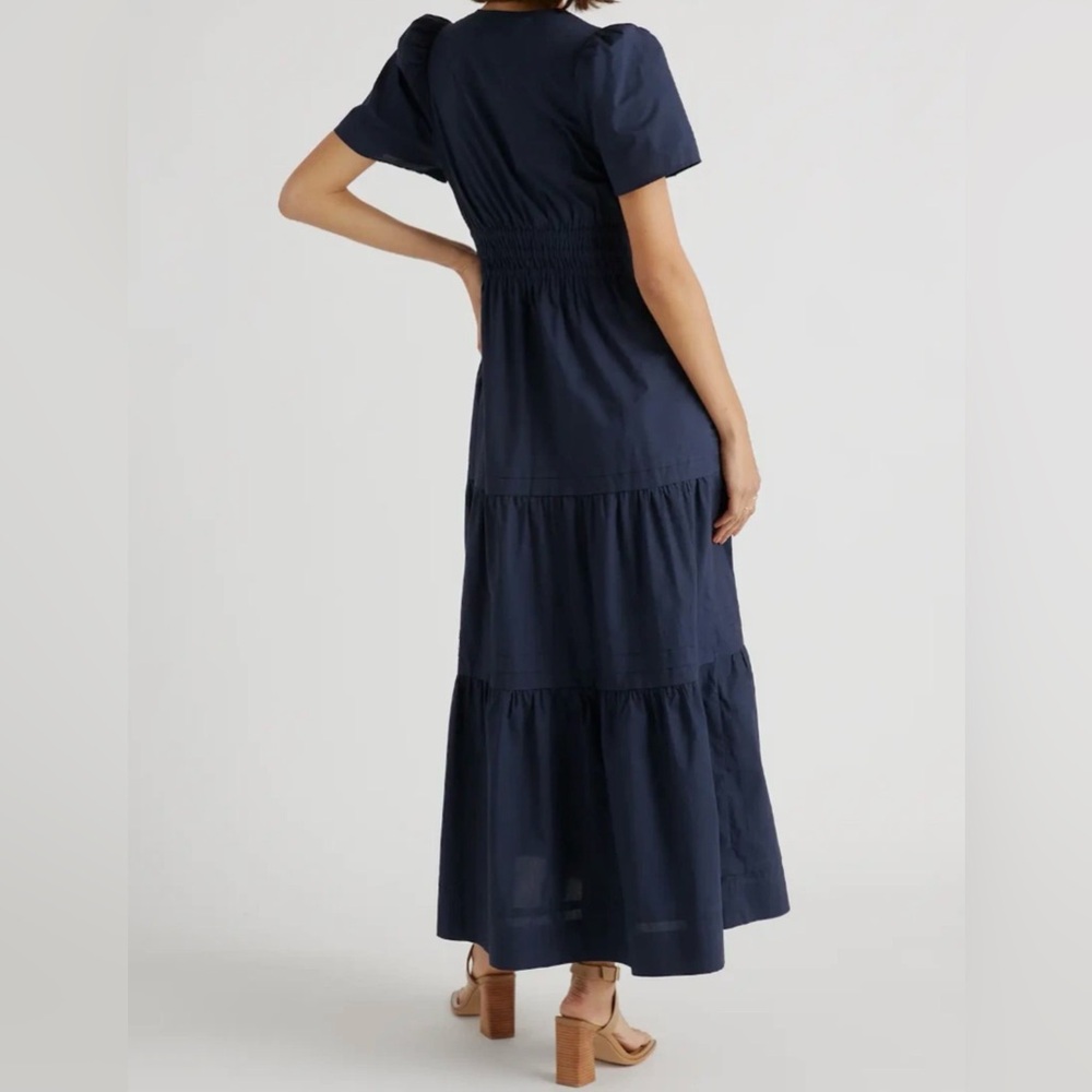 NWT 100% Organic Cotton Poplin Tiered Maxi Dress Small - Picture 2 of 5